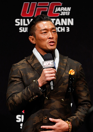 SAITAMA, JAPAN - MARCH 02: Yoshihiro Akiyama interacts with fans during a Q&A session before the UFC on FUEL TV weigh-in at Saitama Super Arena on March 2, 2013 in Saitama, Japan. (Photo by Josh Hedges/Zuffa LLC/Zuffa LLC via Getty Images)