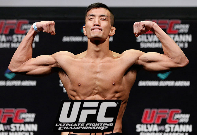 SAITAMA, JAPAN - MARCH 02: Kyung Ho Kang weighs in during the UFC on FUEL TV weigh-in at Saitama Super Arena on March 2, 2013 in Saitama, Japan. (Photo by Josh Hedges/Zuffa LLC/Zuffa LLC via Getty Images)
