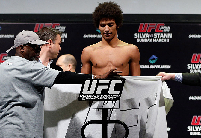 SAITAMA, JAPAN - MARCH 02: Alex Caceres weighs in during the UFC on FUEL TV weigh-in at Saitama Super Arena on March 2, 2013 in Saitama, Japan. (Photo by Josh Hedges/Zuffa LLC/Zuffa LLC via Getty Images)