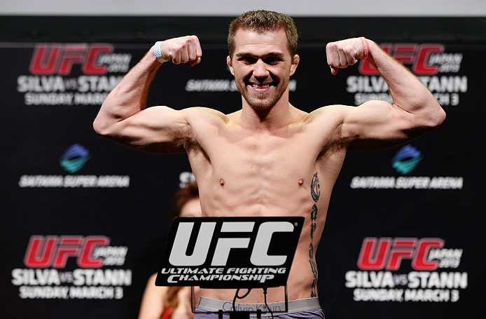 SAITAMA, JAPAN - MARCH 02: Bryan Caraway weighs in during the UFC on FUEL TV weigh-in at Saitama Super Arena on March 2, 2013 in Saitama, Japan. (Photo by Josh Hedges/Zuffa LLC/Zuffa LLC via Getty Images)