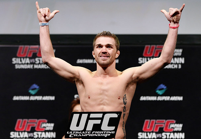 SAITAMA, JAPAN - MARCH 02: Bryan Caraway weighs in during the UFC on FUEL TV weigh-in at Saitama Super Arena on March 2, 2013 in Saitama, Japan. (Photo by Josh Hedges/Zuffa LLC/Zuffa LLC via Getty Images)