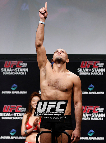 SAITAMA, JAPAN - MARCH 02: Siyar Bahadurzada weighs in during the UFC on FUEL TV weigh-in at Saitama Super Arena on March 2, 2013 in Saitama, Japan. (Photo by Josh Hedges/Zuffa LLC/Zuffa LLC via Getty Images)