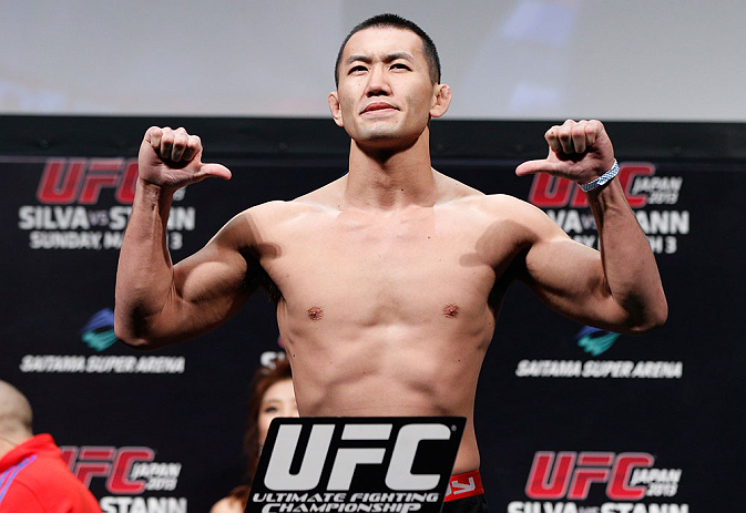 SAITAMA, JAPAN - MARCH 02: Yushin Okami weighs in during the UFC on FUEL TV weigh-in at Saitama Super Arena on March 2, 2013 in Saitama, Japan. (Photo by Josh Hedges/Zuffa LLC/Zuffa LLC via Getty Images)