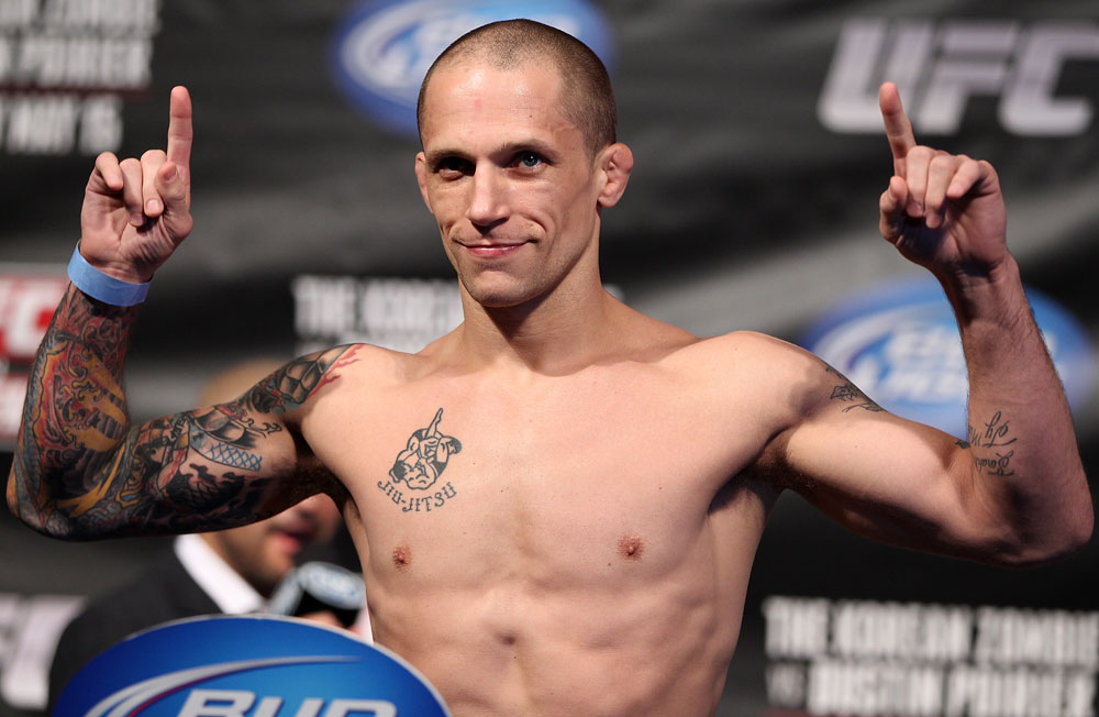 FAIRFAX, VA - MAY 14: Jeff Curran makes weight during the UFC on Fuel TV official weigh in at Patriot Center on May 14, 2012 in Fairfax, Virginia. (Photo by Josh Hedges/Zuffa LLC/Zuffa LLC via Getty Images)