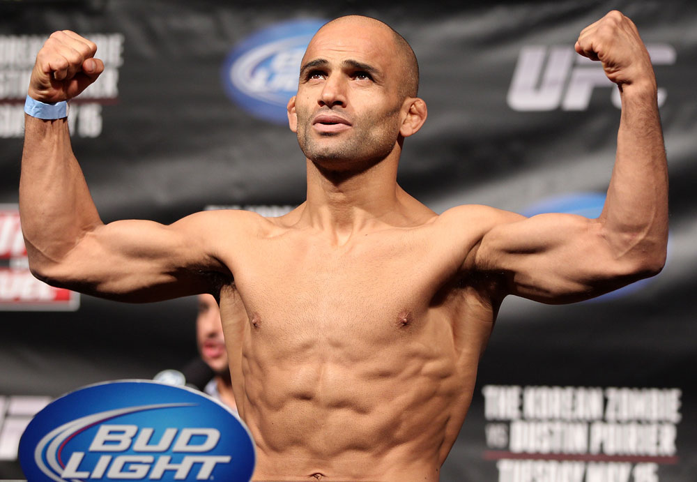 FAIRFAX, VA - MAY 14: Kamal Shalorus makes weight during the UFC on Fuel TV official weigh in at Patriot Center on May 14, 2012 in Fairfax, Virginia. (Photo by Josh Hedges/Zuffa LLC/Zuffa LLC via Getty Images)