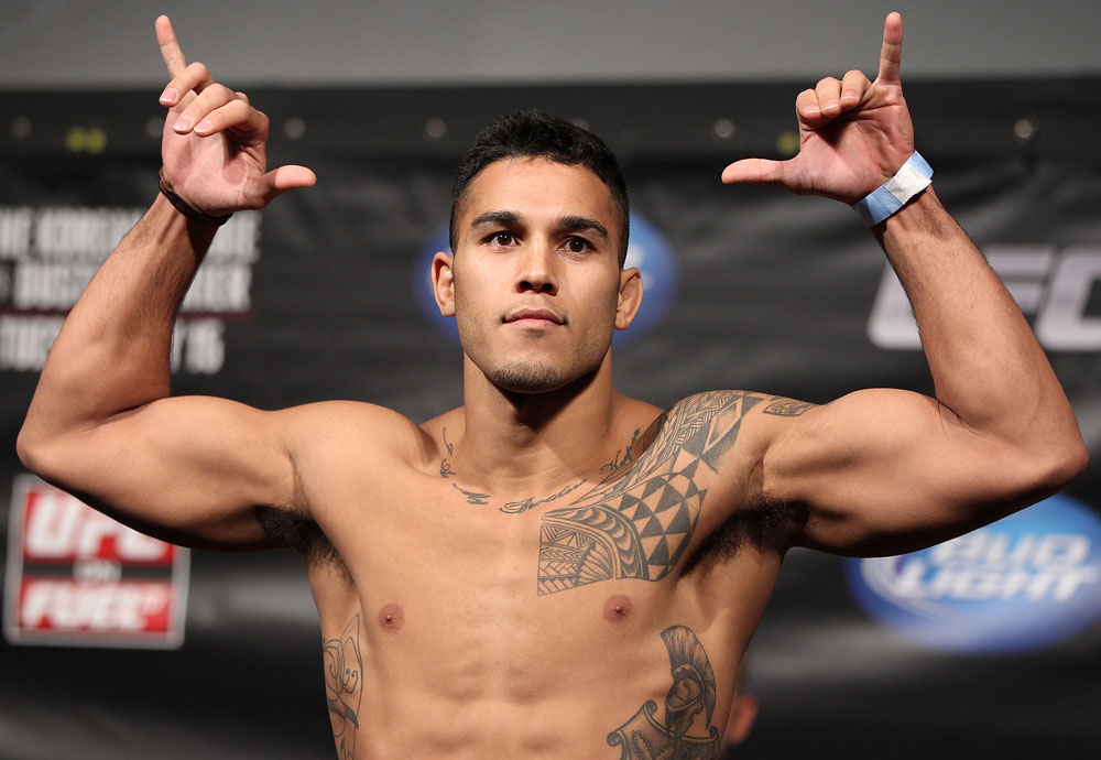 FAIRFAX, VA - MAY 14: Brad Tavares makes weight during the UFC on Fuel TV official weigh in at Patriot Center on May 14, 2012 in Fairfax, Virginia. (Photo by Josh Hedges/Zuffa LLC/Zuffa LLC via Getty Images)