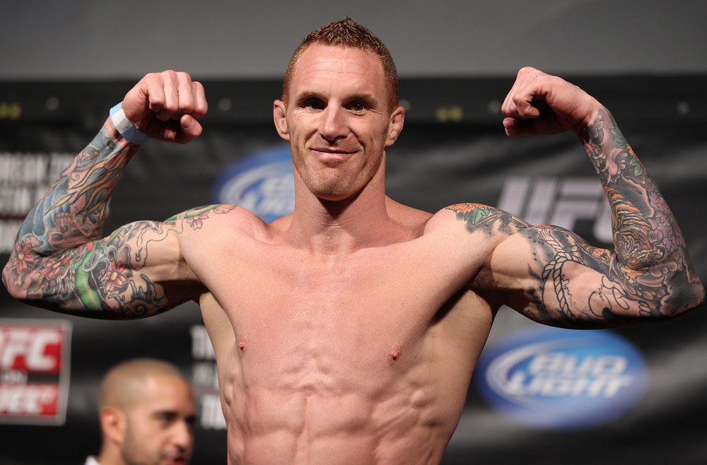 FAIRFAX, VA - MAY 14: Jason MacDonald makes weight during the UFC on Fuel TV official weigh in at Patriot Center on May 14, 2012 in Fairfax, Virginia. (Photo by Josh Hedges/Zuffa LLC/Zuffa LLC via Getty Images)