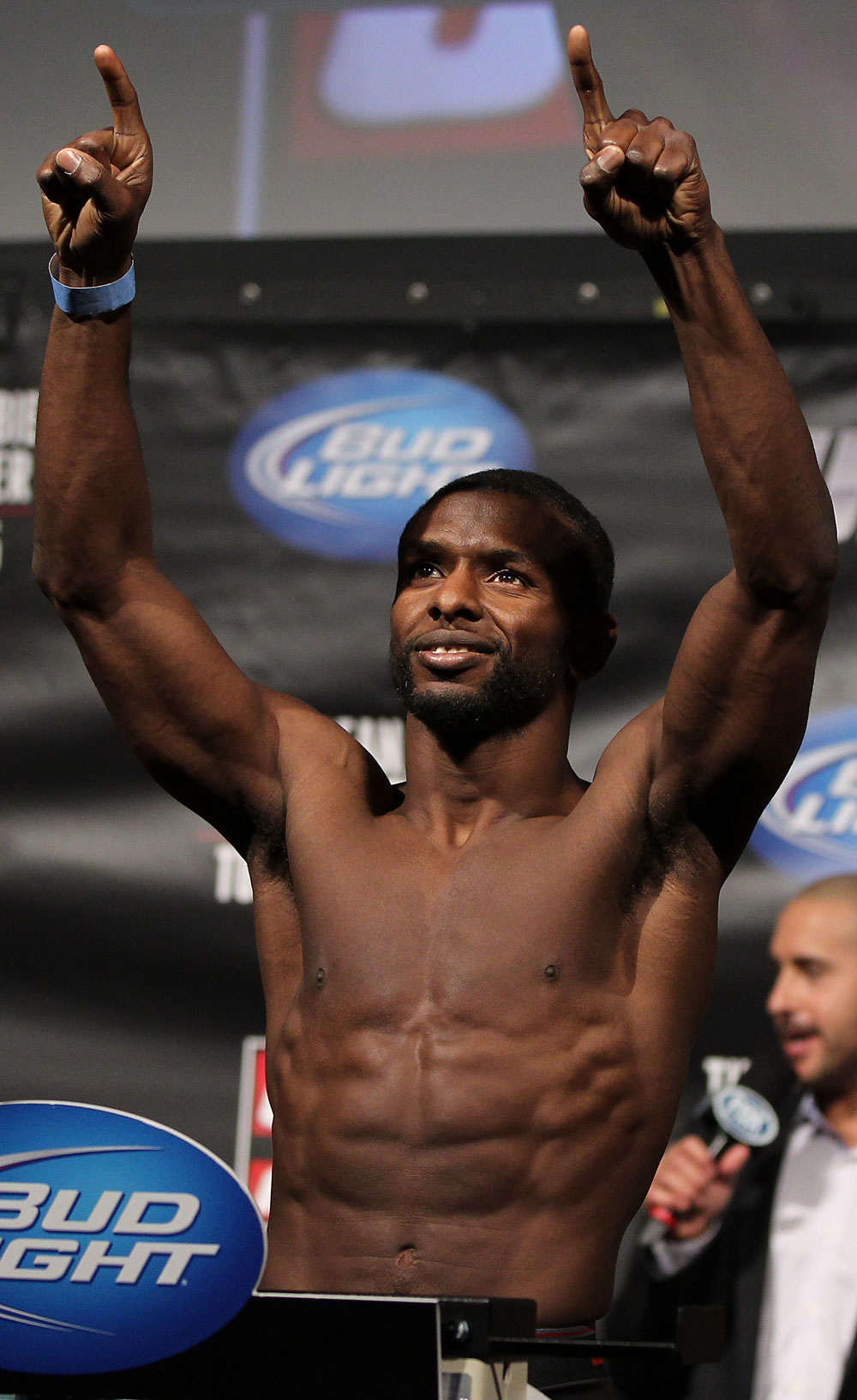 FAIRFAX, VA - MAY 14:  Yves Jabouin makes weight during the UFC on Fuel TV official weigh in at Patriot Center on May 14, 2012 in Fairfax, Virginia.  (Photo by Josh Hedges/Zuffa LLC/Zuffa LLC via Getty Images)