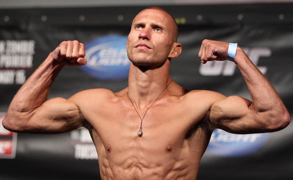 FAIRFAX, VA - MAY 14: Donald "Cowboy" Cerrone makes weight during the UFC on Fuel TV official weigh in at Patriot Center on May 14, 2012 in Fairfax, Virginia. (Photo by Josh Hedges/Zuffa LLC/Zuffa LLC via Getty Images)