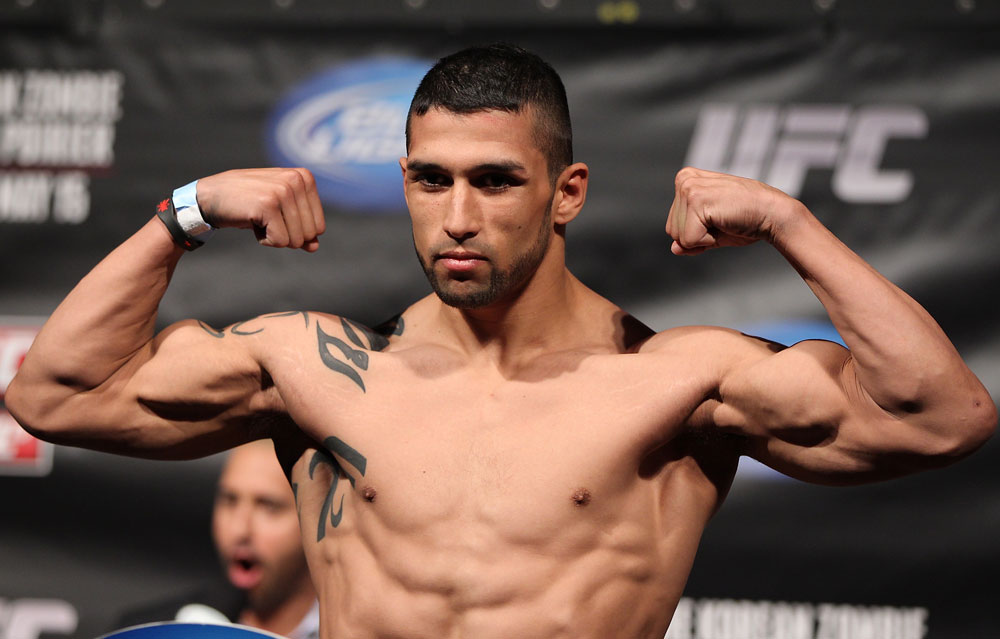 FAIRFAX, VA - MAY 14: Jorge Lopez makes weight during the UFC on Fuel TV official weigh in at Patriot Center on May 14, 2012 in Fairfax, Virginia. (Photo by Josh Hedges/Zuffa LLC/Zuffa LLC via Getty Images)