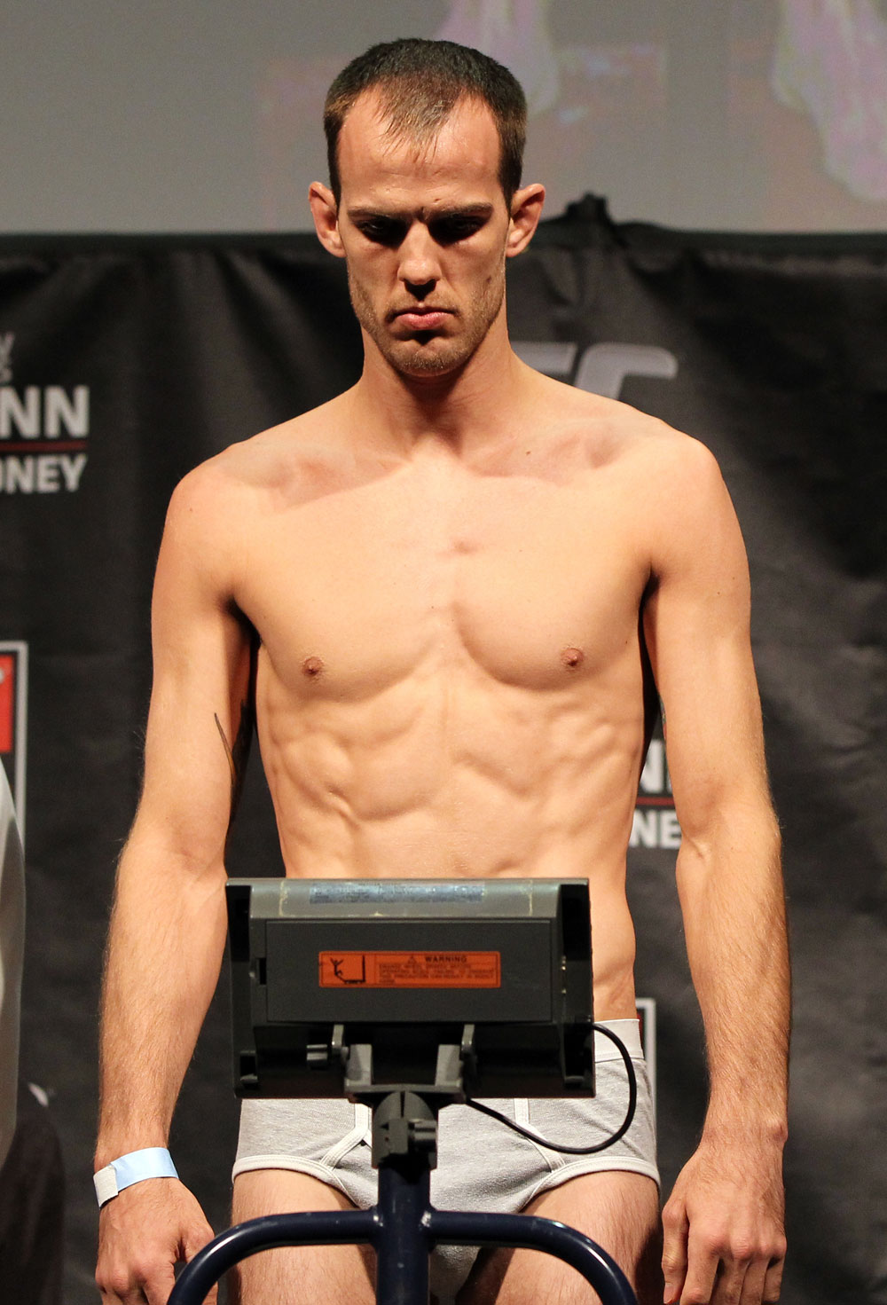 SYDNEY, AUSTRALIA - MARCH 02: Cole Miller weighs in during the UFC on FX official weigh in at Allphones Arena on March 2, 2012 in Sydney, Australia. (Photo by Josh Hedges/Zuffa LLC/Zuffa LLC via Getty Images) *** Local Caption *** Cole Miller