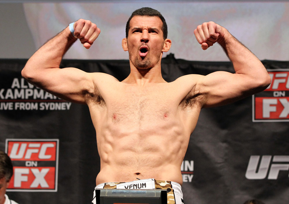 SYDNEY, AUSTRALIA - MARCH 02: Anthony Perosh weighs in during the UFC on FX official weigh in at Allphones Arena on March 2, 2012 in Sydney, Australia. (Photo by Josh Hedges/Zuffa LLC/Zuffa LLC via Getty Images) *** Local Caption *** Anthony Perosh