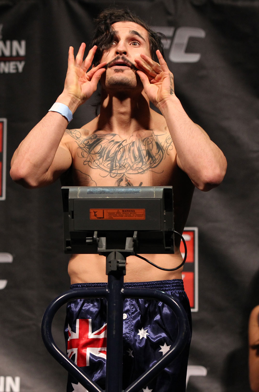 SYDNEY, AUSTRALIA - MARCH 02: Ian McCall weighs in during the UFC on FX official weigh in at Allphones Arena on March 2, 2012 in Sydney, Australia. (Photo by Josh Hedges/Zuffa LLC/Zuffa LLC via Getty Images) *** Local Caption *** Ian McCall