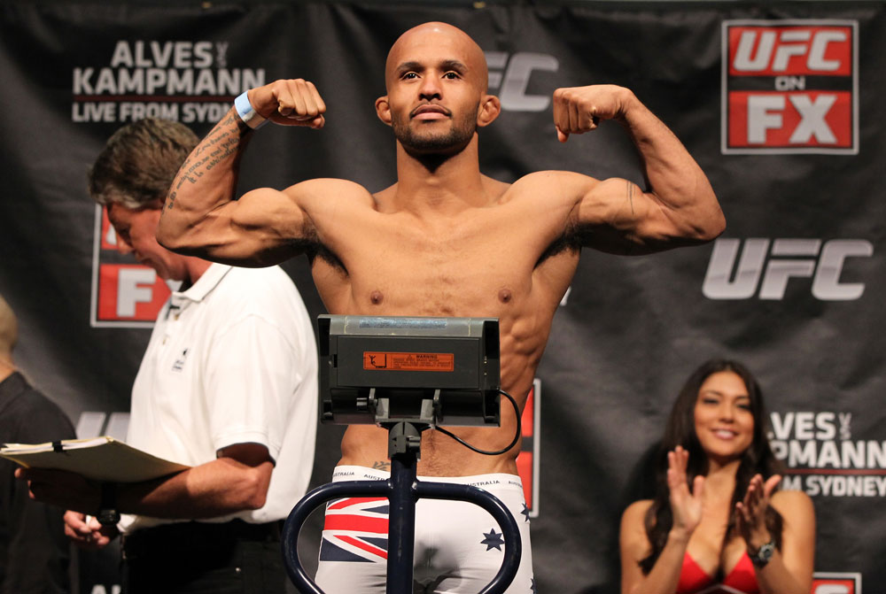 SYDNEY, AUSTRALIA - MARCH 02: Demetrious Johnson weighs in during the UFC on FX official weigh in at Allphones Arena on March 2, 2012 in Sydney, Australia. (Photo by Josh Hedges/Zuffa LLC/Zuffa LLC via Getty Images) *** Local Caption *** Demetrious Johnson