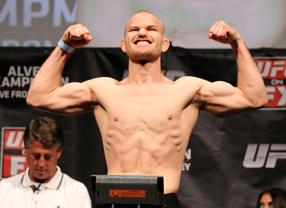 SYDNEY, AUSTRALIA - MARCH 02: Martin Kampmann weighs in during the UFC on FX official weigh in at Allphones Arena on March 2, 2012 in Sydney, Australia. (Photo by Josh Hedges/Zuffa LLC/Zuffa LLC via Getty Images) *** Local Caption *** Martin Kampmann