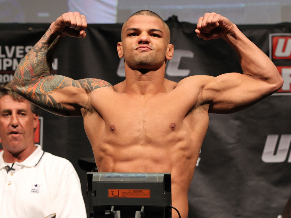 SYDNEY, AUSTRALIA - MARCH 02: Thiago Alves weighs in during the UFC on FX official weigh in at Allphones Arena on March 2, 2012 in Sydney, Australia. (Photo by Josh Hedges/Zuffa LLC/Zuffa LLC via Getty Images) *** Local Caption *** Thiago Alves