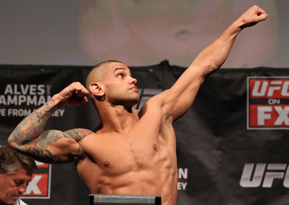 SYDNEY, AUSTRALIA - MARCH 02: Thiago Alves weighs in during the UFC on FX official weigh in at Allphones Arena on March 2, 2012 in Sydney, Australia. (Photo by Josh Hedges/Zuffa LLC/Zuffa LLC via Getty Images) *** Local Caption *** Thiago Alves