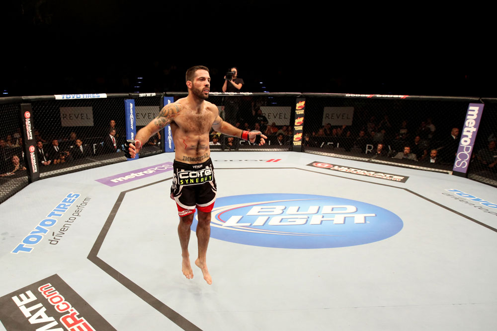 ATLANTIC CITY, NJ - JUNE 22:  Matt Brown celebrates his win by TKO (knees and punches) over Luis Ramos (not pictured) in a welterweight bout during UFC on FX 4 at Revel Casino on June 22, 2012 in Atlantic City, New Jersey.  (Photo by Nick Laham/Zuffa LLC/Zuffa LLC)