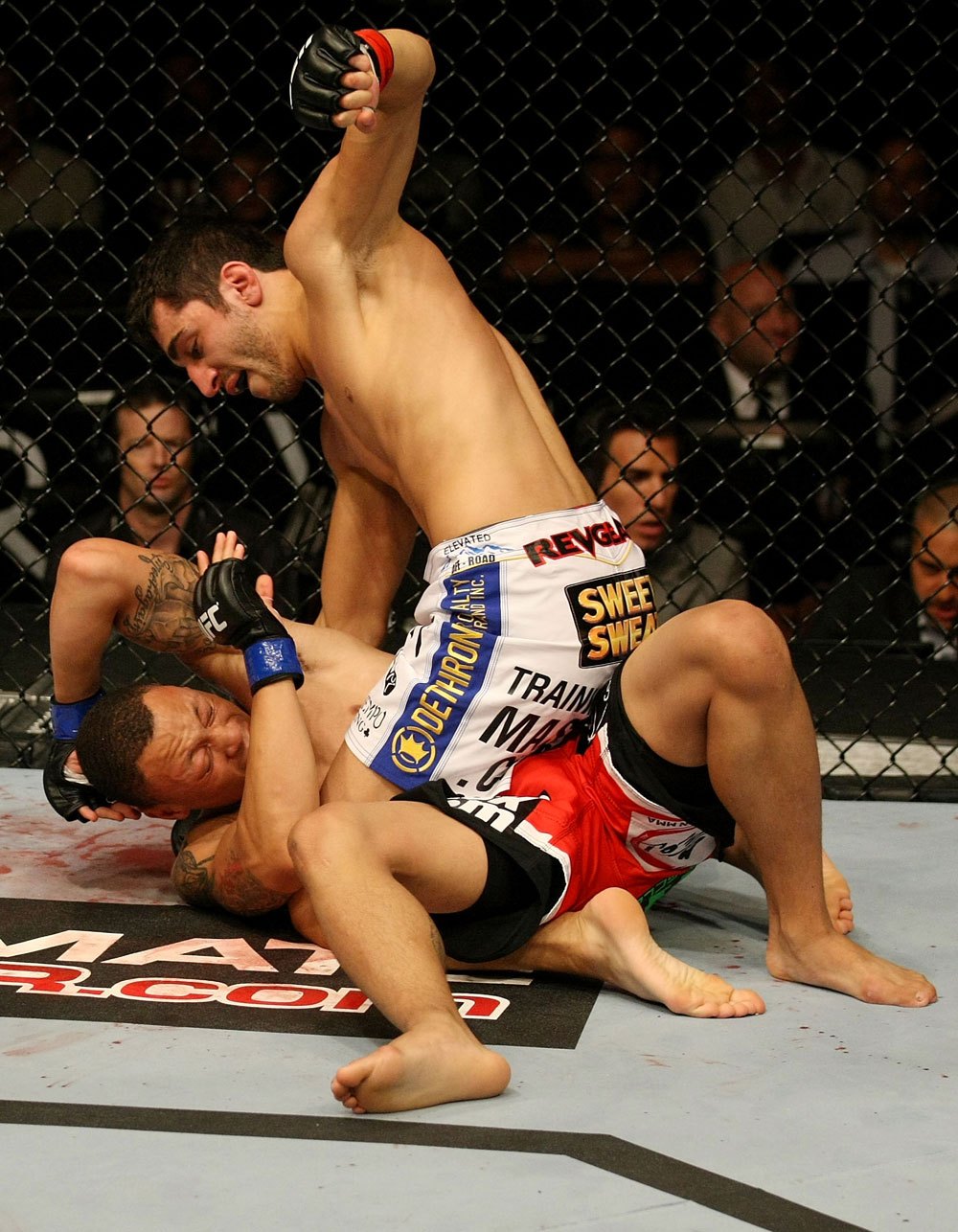 ATLANTIC CITY, NJ - JUNE 22: Ramsey Nijem (T) punches C.J. Keith (B) in a lightweight bout during UFC on FX 4 at Revel Casino on June 22, 2012 in Atlantic City, New Jersey. (Photo by Nick Laham/Zuffa LLC/Zuffa LLC)
