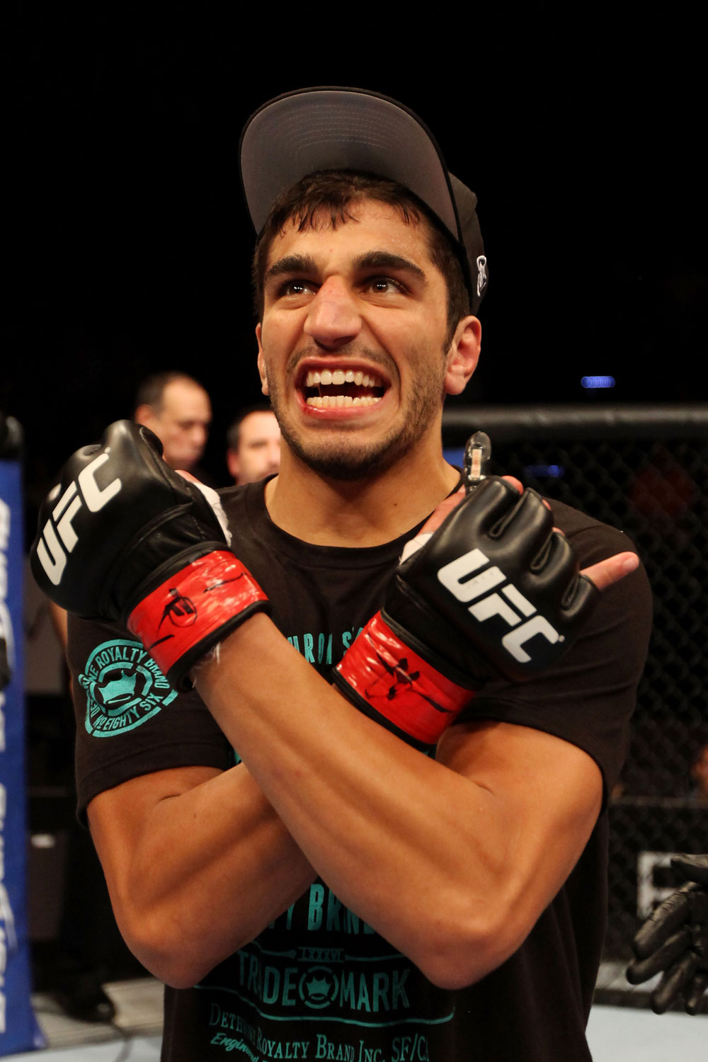 ATLANTIC CITY, NJ - JUNE 22:  Ramsey Nijem celebrates his TKO win over C.J. Keith (not pictured) in a lightweight bout during UFC on FX 4 at Revel Casino on June 22, 2012 in Atlantic City, New Jersey.  (Photo by Nick Laham/Zuffa LLC/Zuffa LLC)