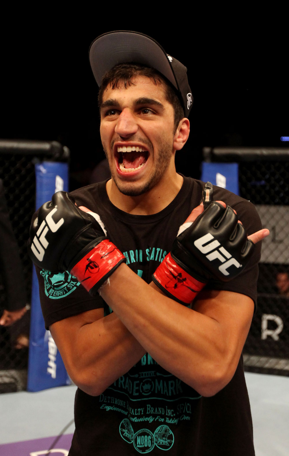 ATLANTIC CITY, NJ - JUNE 22:  Ramsey Nijem celebrates his TKO win over C.J. Keith (not pictured) in a lightweight bout during UFC on FX 4 at Revel Casino on June 22, 2012 in Atlantic City, New Jersey.  (Photo by Nick Laham/Zuffa LLC/Zuffa LLC)