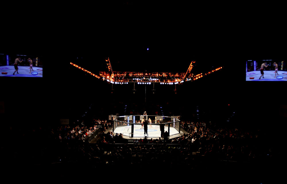 ATLANTIC CITY, NJ - JUNE 22:  A general view is seen as Hatsu Hioki battles Ricardo Lamas in their featherweight bout during UFC on FX 4 at Revel Casino on June 22, 2012 in Atlantic City, New Jersey.  (Photo by Nick Laham/Zuffa LLC/Zuffa LLC)