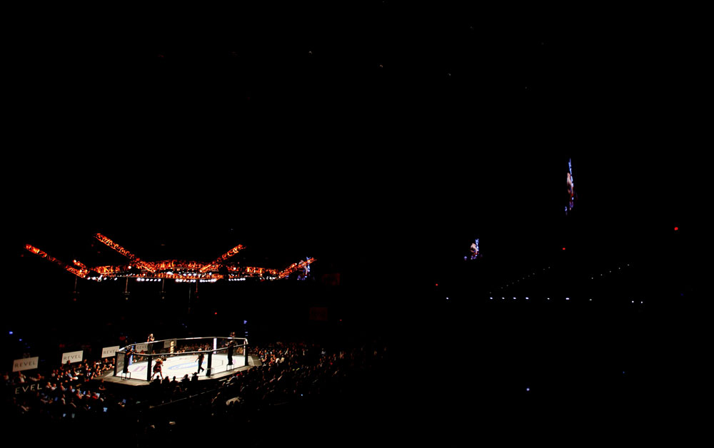 ATLANTIC CITY, NJ - JUNE 22:  A general view is seen as Hatsu Hioki battles Ricardo Lamas in their featherweight bout during UFC on FX 4 at Revel Casino on June 22, 2012 in Atlantic City, New Jersey.  (Photo by Nick Laham/Zuffa LLC/Zuffa LLC)