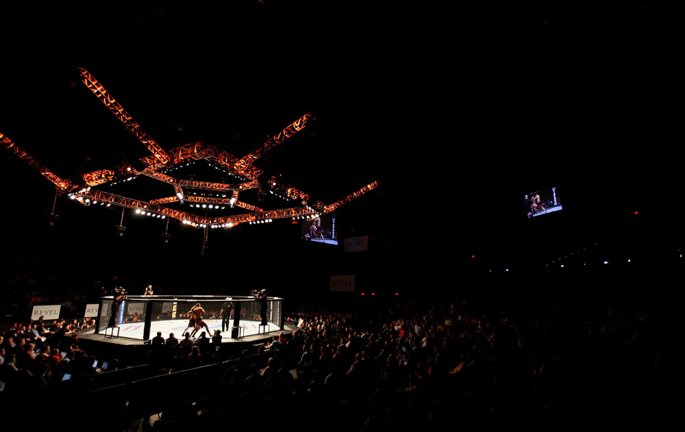 ATLANTIC CITY, NJ - JUNE 22:  A general view is seen as Hatsu Hioki battles Ricardo Lamas in their featherweight bout during UFC on FX 4 at Revel Casino on June 22, 2012 in Atlantic City, New Jersey.  (Photo by Nick Laham/Zuffa LLC/Zuffa LLC)