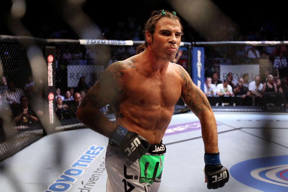 ATLANTIC CITY, NJ - JUNE 22: Clay Guida warms up in the octagon before fighting Gray Maynard (not pictured) in the main event lightweight bout during UFC on FX 4 at Revel Casino on June 22, 2012 in Atlantic City, New Jersey.  (Photo by Nick Laham/Zuffa LLC/Zuffa LLC)
