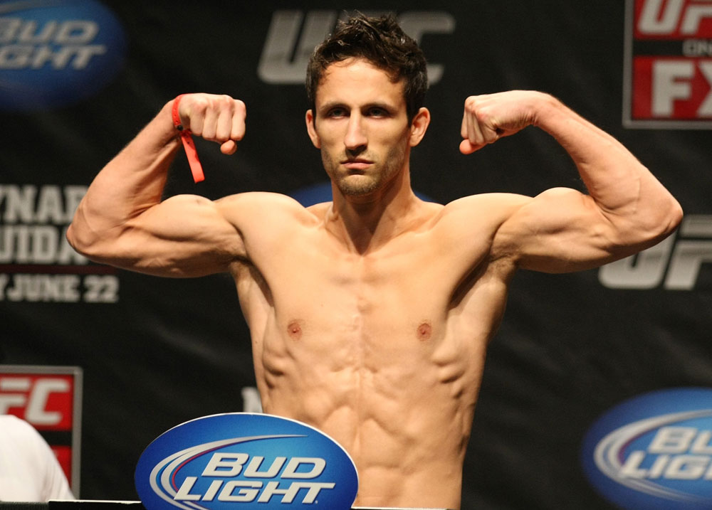 ATLANTIC CITY, NJ - JUNE 21: Ken Stone flexes after making weight during the UFC on FX official weigh in at Revel Casino on June 21, 2012 in Atlantic City, New Jersey.  (Photo by Nick Laham/Zuffa LLC/Zuffa LLC via Getty Images)