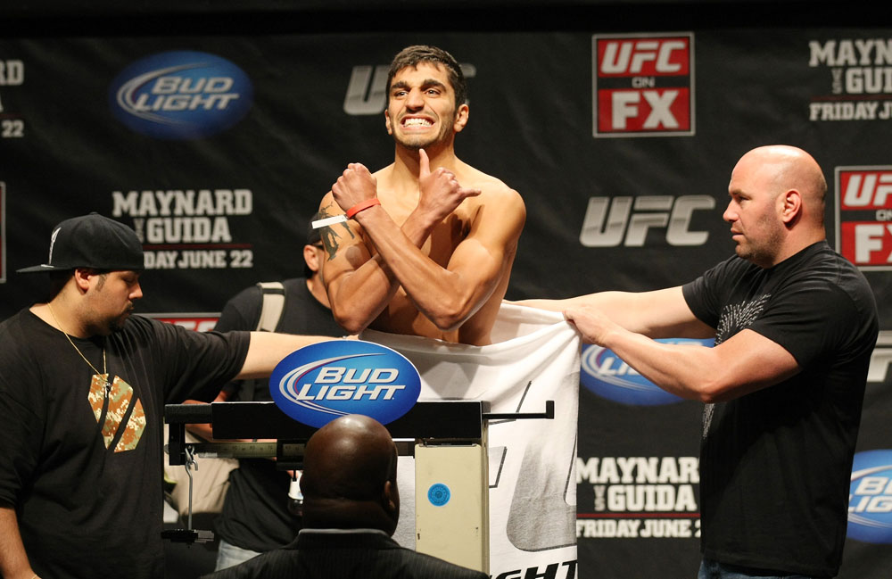 ATLANTIC CITY, NJ - JUNE 21: Ramsey Nijem flexes after making weight during the UFC on FX official weigh in at Revel Casino on June 21, 2012 in Atlantic City, New Jersey. (Photo by Nick Laham/Zuffa LLC/Zuffa LLC via Getty Images)