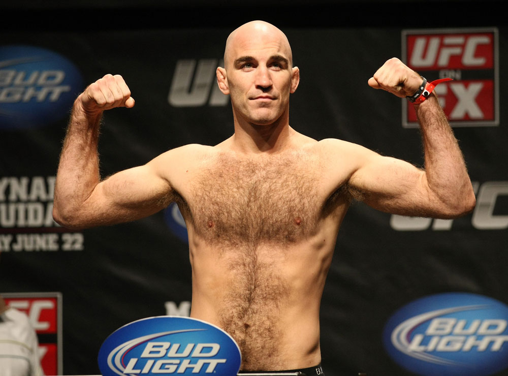 ATLANTIC CITY, NJ - JUNE 21: Brian Ebersole makes weight during the UFC on FX official weigh in at Revel Casino on June 21, 2012 in Atlantic City, New Jersey. (Photo by Nick Laham/Zuffa LLC/Zuffa LLC via Getty Images)