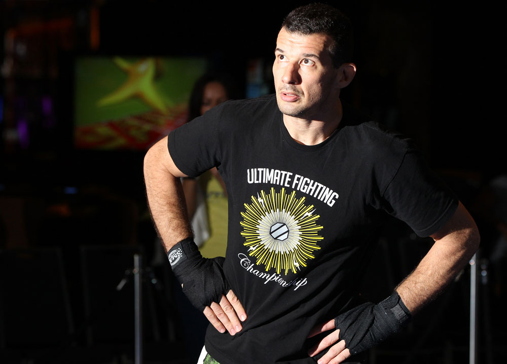 SYDNEY, AUSTRALIA - FEBRUARY 28: Anthony Perosh works out for the media during the UFC on FX open workouts at the Star Casino on February 28, 2012 in Sydney, Australia. (Photo by Josh Hedges/Zuffa LLC/Zuffa LLC via Getty Images) *** Local Caption *** Anthony Perosh