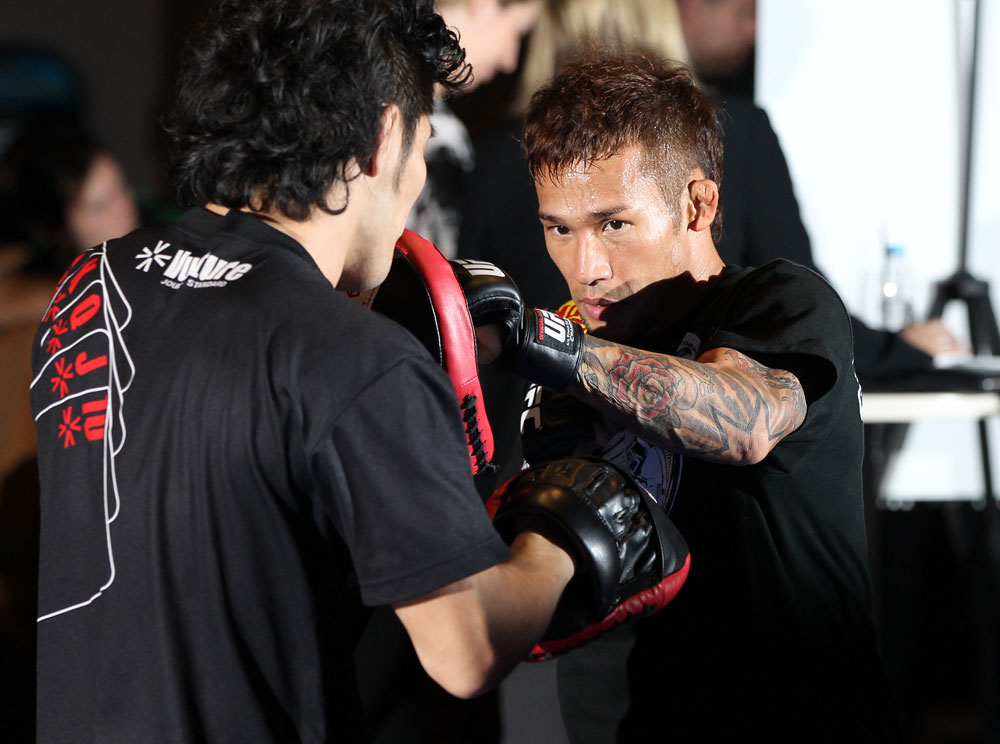 SYDNEY, AUSTRALIA - FEBRUARY 28: Yasuhiro Urushitani works out for the media during the UFC on FX open workouts at the Star Casino on February 28, 2012 in Sydney, Australia. (Photo by Josh Hedges/Zuffa LLC/Zuffa LLC via Getty Images) *** Local Caption *** Yasuhiro Urushitani