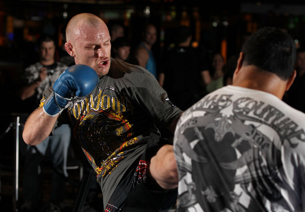 SYDNEY, AUSTRALIA - FEBRUARY 28: Martin Kampmann works out for the media during the UFC on FX open workouts at the Star Casino on February 28, 2012 in Sydney, Australia. (Photo by Josh Hedges/Zuffa LLC/Zuffa LLC via Getty Images) *** Local Caption *** Martin Kampmann