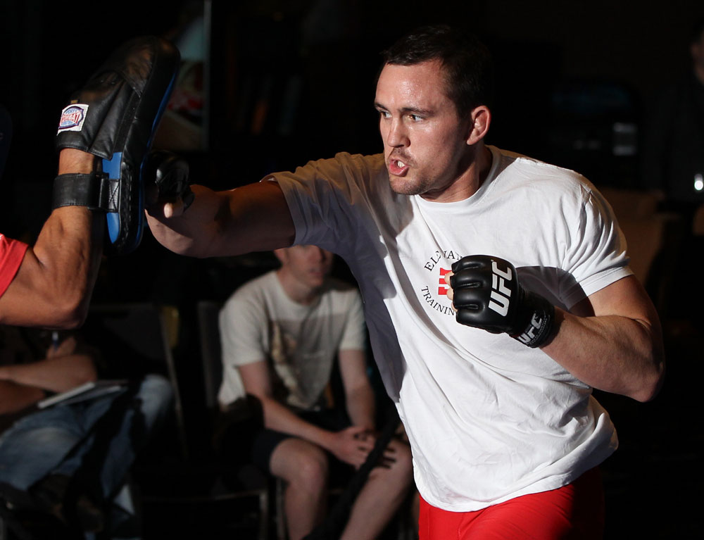 SYDNEY, AUSTRALIA - FEBRUARY 28: Kyle Noke works out for the media during the UFC on FX open workouts at the Star Casino on February 28, 2012 in Sydney, Australia. (Photo by Josh Hedges/Zuffa LLC/Zuffa LLC via Getty Images) *** Local Caption *** Kyle Noke