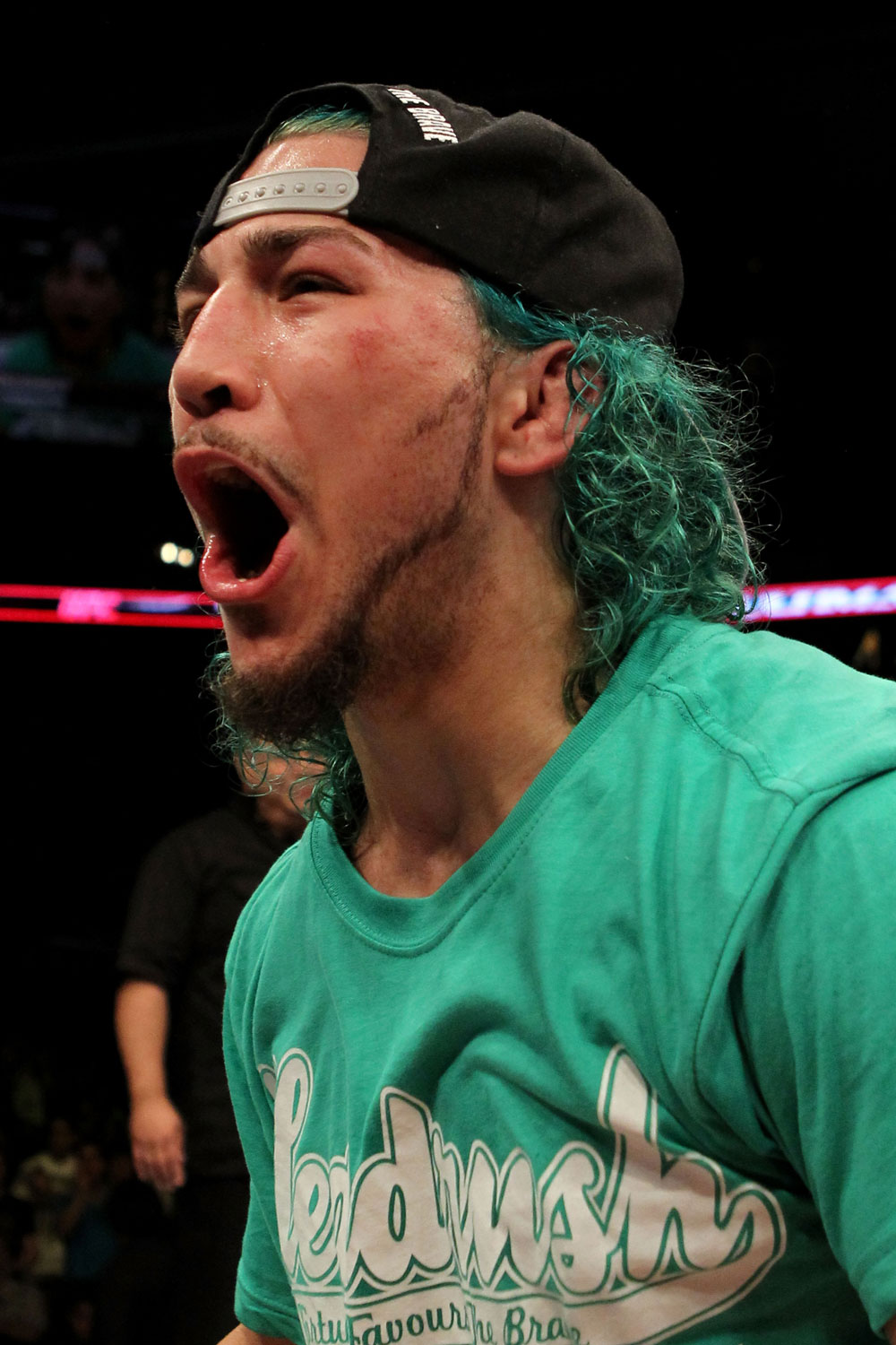 EAST RUTHERFORD, NJ - MAY 05: Louis Gaudinot celebrates after defeating John Lineker during thier Flyweight bout at Izod Center on May 5, 2012 in East Rutherford, New Jersey. (Photo by Josh Hedges/Zuffa LLC/Zuffa LLC via Getty Images)