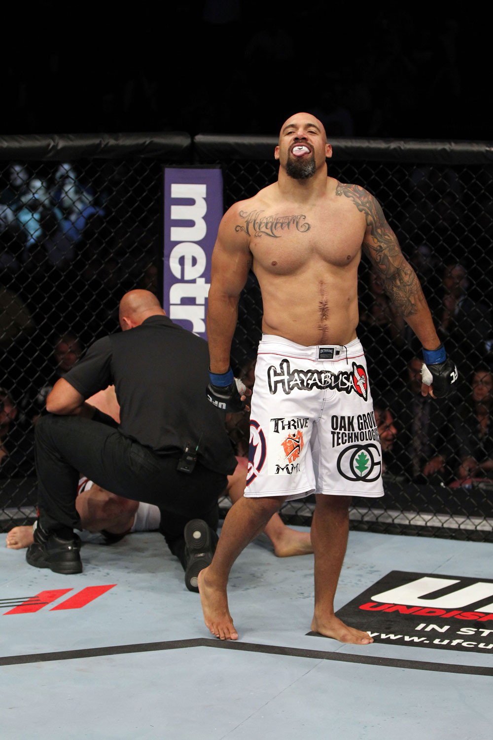 EAST RUTHERFORD, NJ - MAY 05: Lavar Johnson celebrates after defeating Pat Barry in thier Heavyweight bout at Izod Center on May 5, 2012 in East Rutherford, New Jersey. (Photo by Josh Hedges/Zuffa LLC/Zuffa LLC via Getty Images)