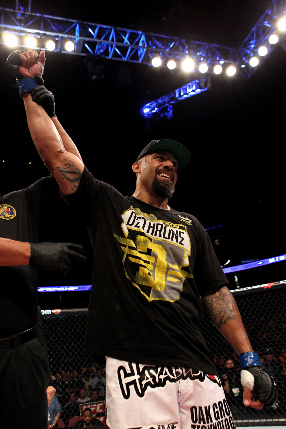 EAST RUTHERFORD, NJ - MAY 05: Lavar Johnson celebrates after defeating Pat Barry in thier Heavyweight bout at Izod Center on May 5, 2012 in East Rutherford, New Jersey. (Photo by Josh Hedges/Zuffa LLC/Zuffa LLC via Getty Images)