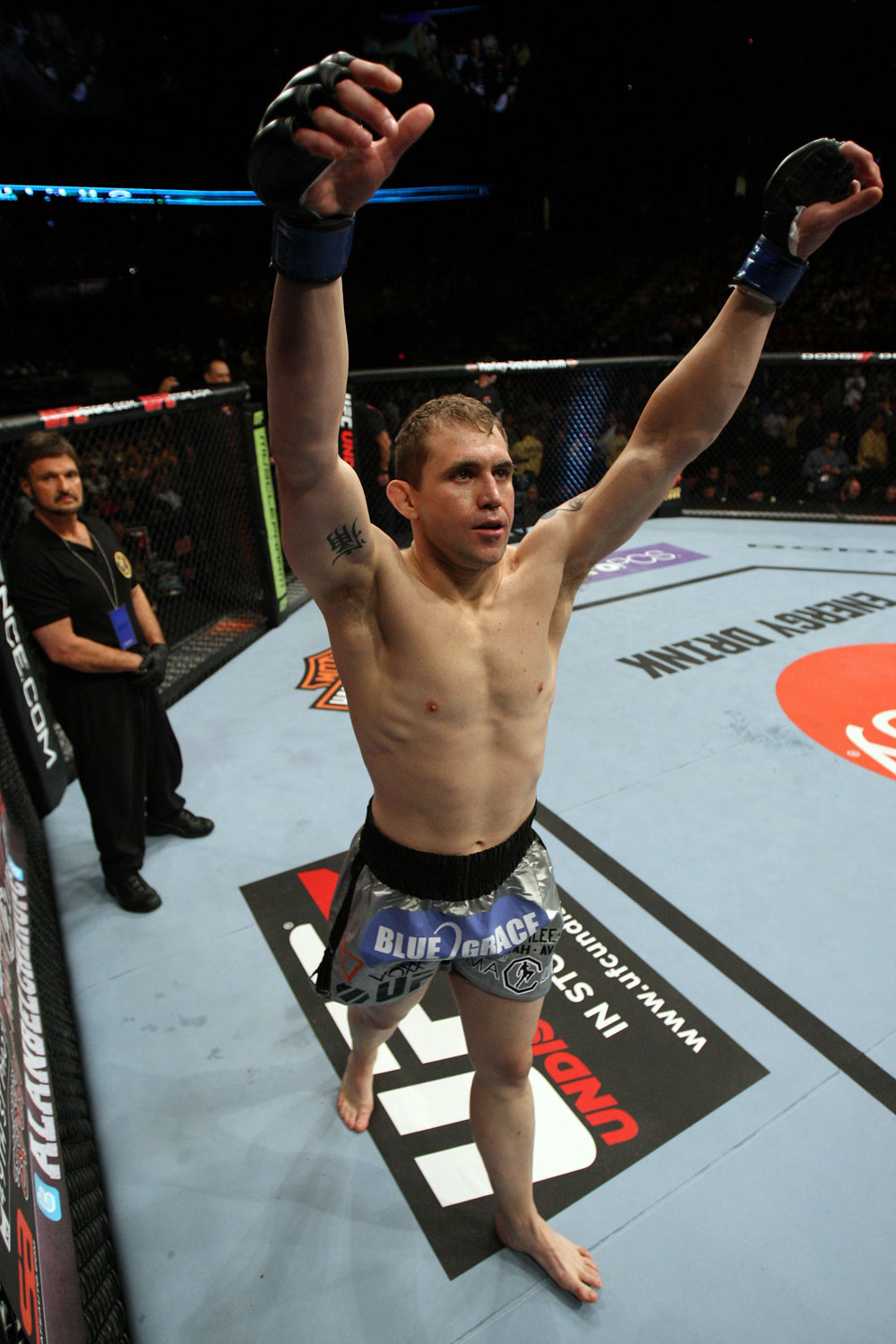 EAST RUTHERFORD, NJ - MAY 05: Alan Belcher celebrates after defeating Rousimar Palhares in thier Middleweight bout at Izod Center on May 5, 2012 in East Rutherford, New Jersey. (Photo by Josh Hedges/Zuffa LLC/Zuffa LLC via Getty Images)