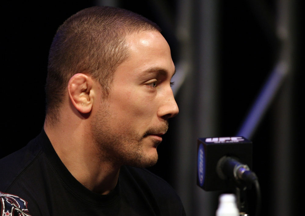 LAS VEGAS, NV - FEBRUARY 02: Mike Pierce attends the UFC 143 final pre-fight press conference at the Mandalay Bay Hotel & Casino on February 2, 2012 in Las Vegas, United States. (Photo by Josh Hedges/Zuffa LLC/Zuffa LLC via Getty Images) *** Local Caption *** Mike Pierce