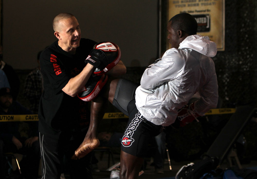 NASHVILLE, TN - JANUARY 18: Melvin Guillard works out for the media during the UFC on FX open workouts at the Nashville MMA Gym on January 18, 2012 in Nashville, Tennessee. (Photo by Josh Hedges/Zuffa LLC/Zuffa LLC via Getty Images)
