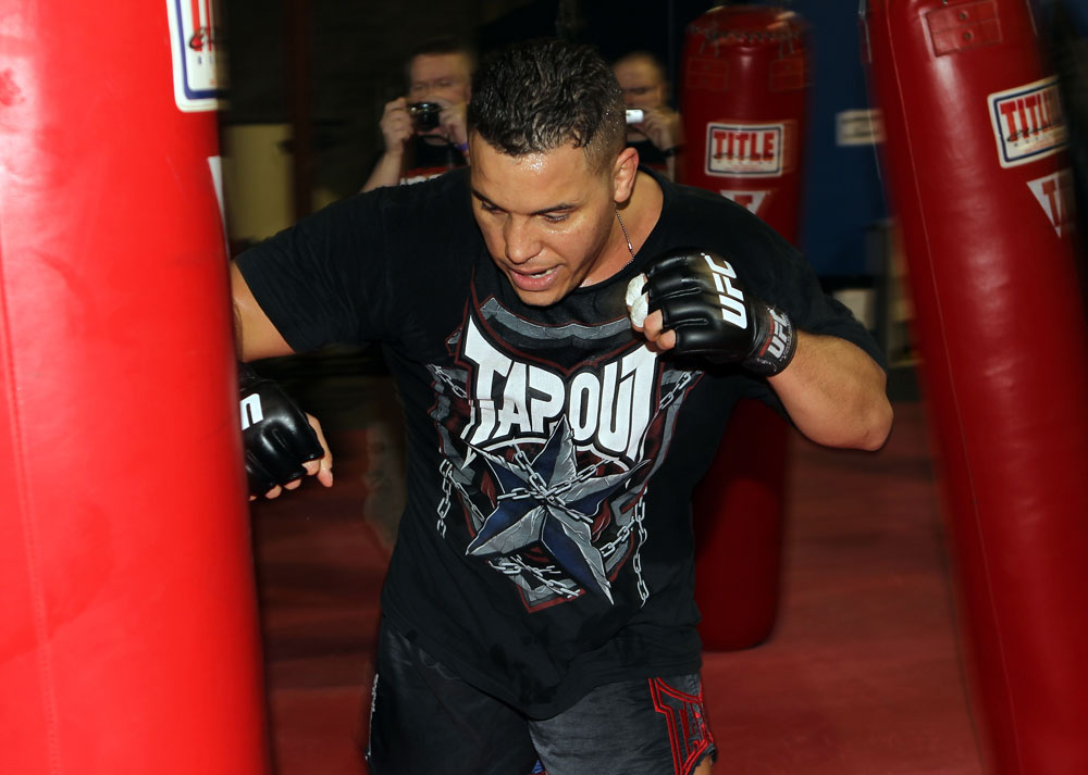 NASHVILLE, TN - JANUARY 18: Pat Barry works out for the media during the UFC on FX open workouts at the Nashville MMA Gym on January 18, 2012 in Nashville, Tennessee. (Photo by Josh Hedges/Zuffa LLC/Zuffa LLC via Getty Images)