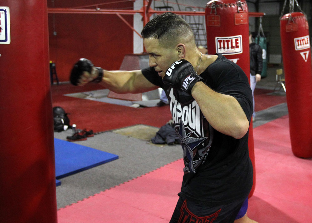 NASHVILLE, TN - JANUARY 18: Pat Barry works out for the media during the UFC on FX open workouts at the Nashville MMA Gym on January 18, 2012 in Nashville, Tennessee. (Photo by Josh Hedges/Zuffa LLC/Zuffa LLC via Getty Images)