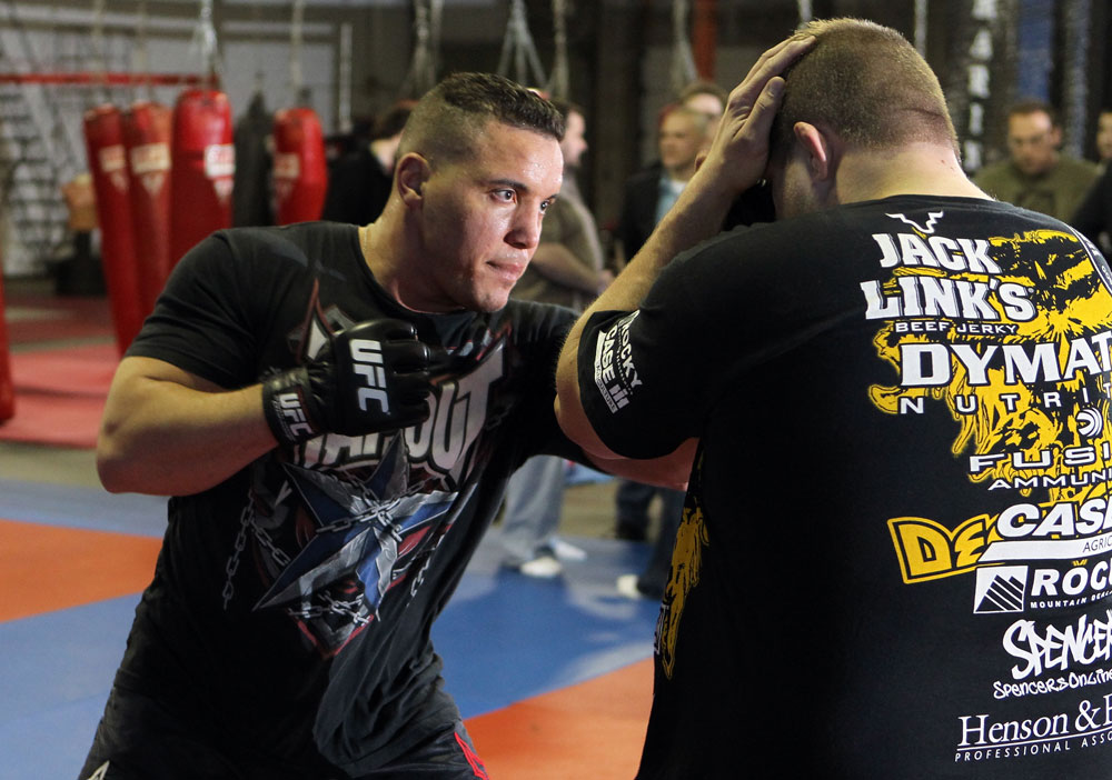 NASHVILLE, TN - JANUARY 18: Pat Barry works out for the media during the UFC on FX open workouts at the Nashville MMA Gym on January 18, 2012 in Nashville, Tennessee. (Photo by Josh Hedges/Zuffa LLC/Zuffa LLC via Getty Images)