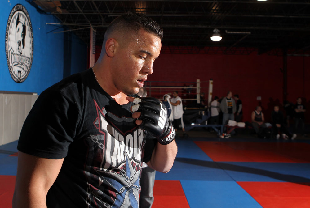 NASHVILLE, TN - JANUARY 18: Pat Barry works out for the media during the UFC on FX open workouts at the Nashville MMA Gym on January 18, 2012 in Nashville, Tennessee. (Photo by Josh Hedges/Zuffa LLC/Zuffa LLC via Getty Images)