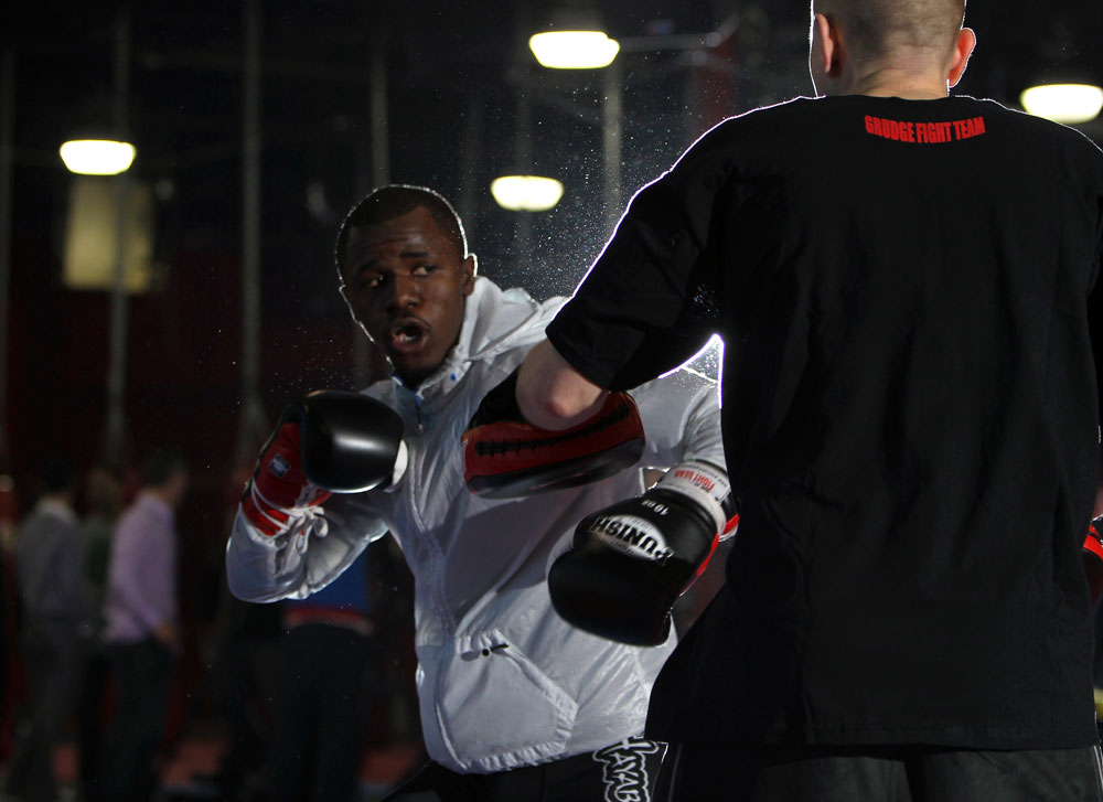 NASHVILLE, TN - JANUARY 18: Melvin Guillard works out for the media during the UFC on FX open workouts at the Nashville MMA Gym on January 18, 2012 in Nashville, Tennessee. (Photo by Josh Hedges/Zuffa LLC/Zuffa LLC via Getty Images)