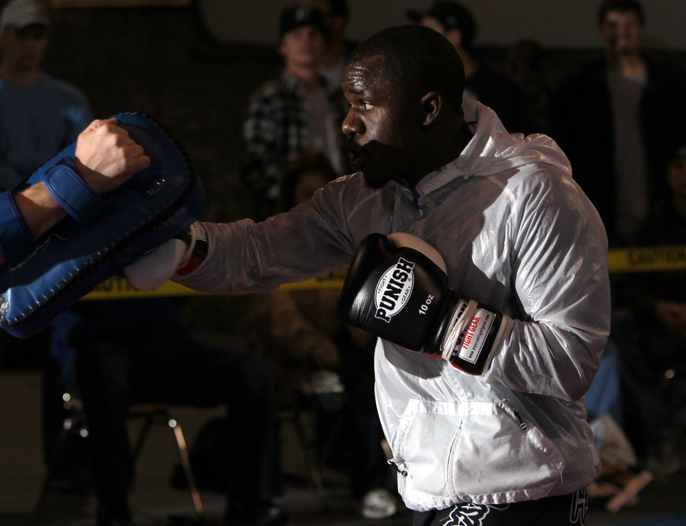 NASHVILLE, TN - JANUARY 18: Melvin Guillard works out for the media during the UFC on FX open workouts at the Nashville MMA Gym on January 18, 2012 in Nashville, Tennessee. (Photo by Josh Hedges/Zuffa LLC/Zuffa LLC via Getty Images)