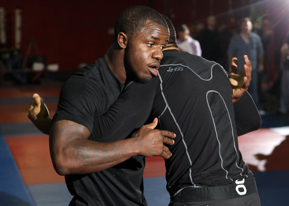 NASHVILLE, TN - JANUARY 18: Melvin Guillard works out for the media during the UFC on FX open workouts at the Nashville MMA Gym on January 18, 2012 in Nashville, Tennessee. (Photo by Josh Hedges/Zuffa LLC/Zuffa LLC via Getty Images)