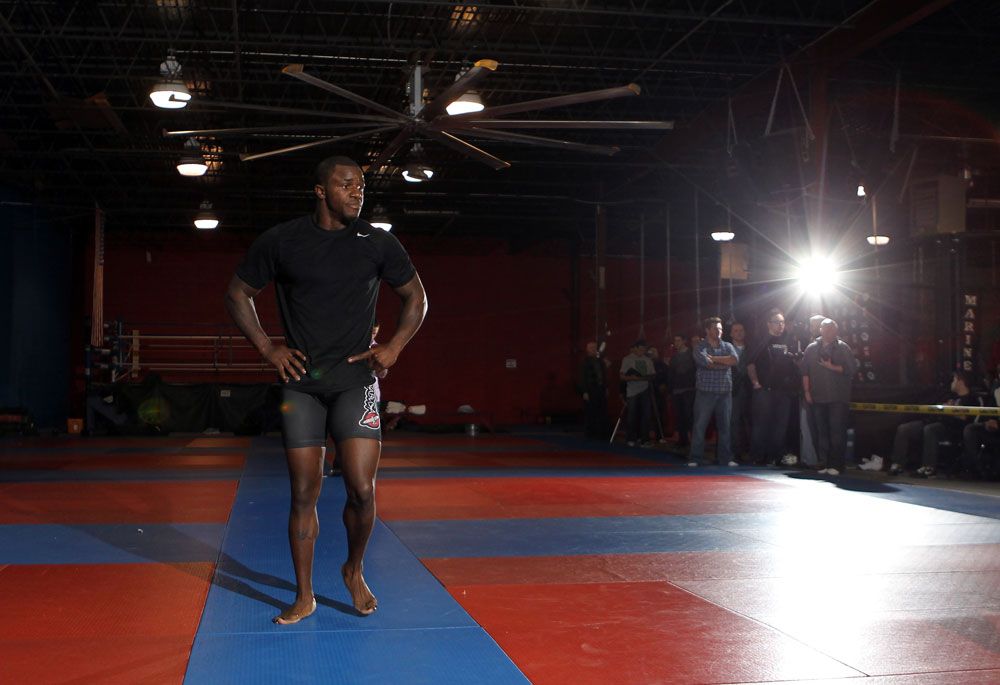 NASHVILLE, TN - JANUARY 18: Melvin Guillard works out for the media during the UFC on FX open workouts at the Nashville MMA Gym on January 18, 2012 in Nashville, Tennessee. (Photo by Josh Hedges/Zuffa LLC/Zuffa LLC via Getty Images)